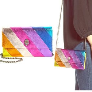 KURT GEIGER RAINBOW STRIPE WALLET ON CHAIN